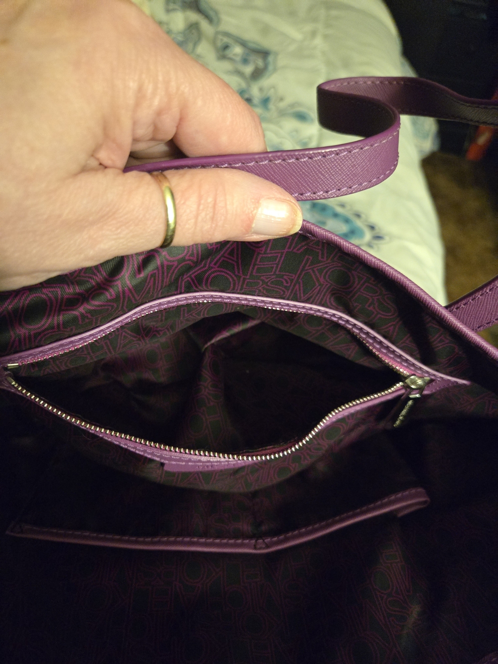 Michael Kors Purple Polka Dot Tote Bag - Picture 2 of 12
